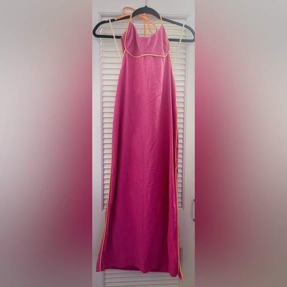 Free People Summer In Capri Midi Dress in Vacay Pink Combo size S - Picture 2 of 6